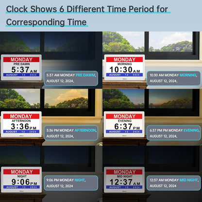 Dementia Clocks for Seniors, 7” Digital Date Clock Large Display