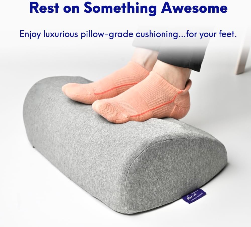 C Foot Rest for Under Desk at Work - Adjustable Memory Foam Foot Rest for Office Chair & Gaming Chair - Ergonomic Design for Back & Hip Pain Relief - Wellness Green