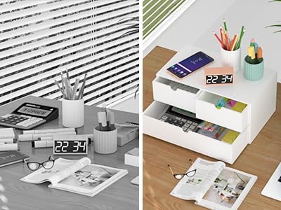 Bamboo Desk Organizer wtih Drawers Mini Desktop Drawer Tabletop Storage