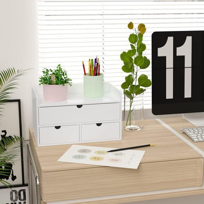 Bamboo Desk Organizer wtih Drawers Mini Desktop Drawer Tabletop Storage