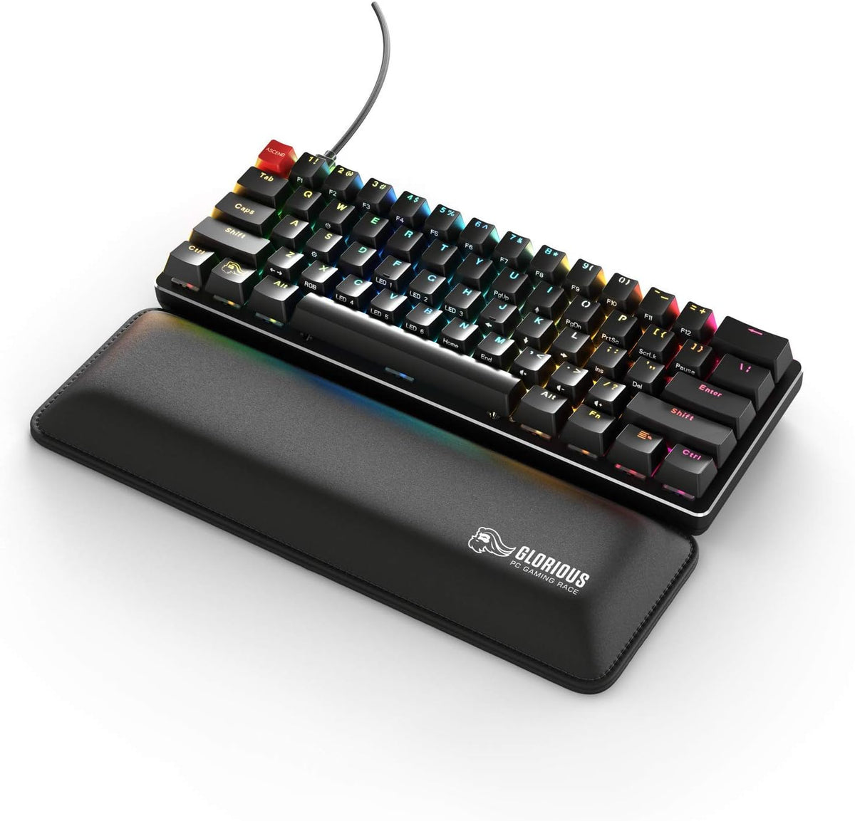 Wrist Pad/Rest - Compact - Black - Mechanical Keyboards, Stitched Edges, Ergonomic | 12x4 inches | 25mm/1in Thick (GWR-75) Compact (Black)