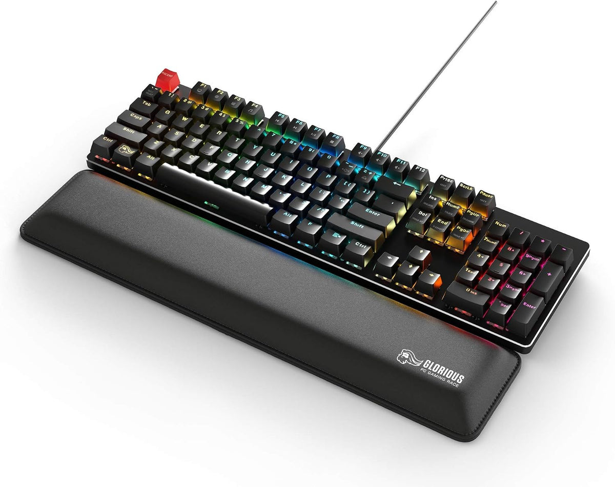 Wrist Pad/Rest - Compact - Black - Mechanical Keyboards, Stitched Edges, Ergonomic | 12x4 inches | 25mm/1in Thick (GWR-75) Compact (Black)