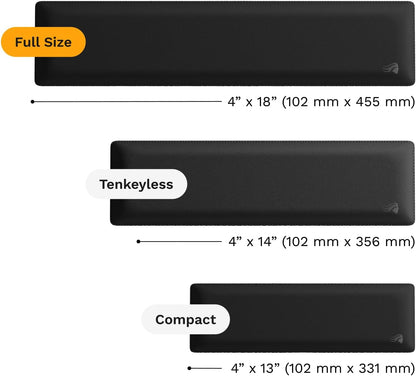 Wrist Pad/Rest - Compact - Black - Mechanical Keyboards, Stitched Edges, Ergonomic | 12x4 inches | 25mm/1in Thick (GWR-75) Compact (Black)