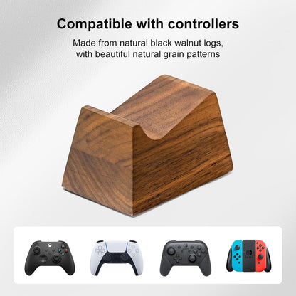 Walnut Headphone Stand with Controller Holder & Storage Base