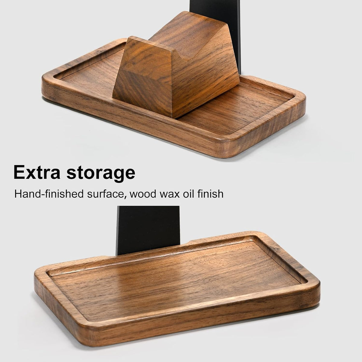 Walnut Headphone Stand with Controller Holder & Storage Base