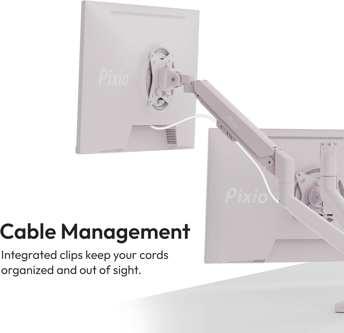 PS1D Wave Pink Dual Monitor Arm Stand Desk Mount - Fits up to 32 inches Monitors and up to 19.8lbs. VESA Compatibility and Integrated Cable Management