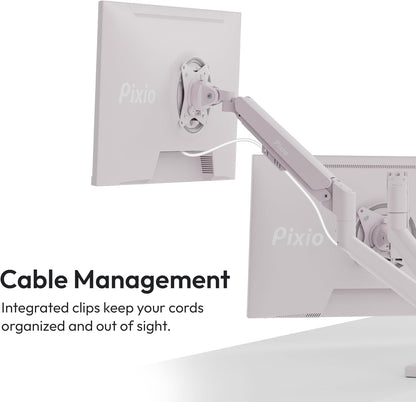 PS1D Wave Pink Dual Monitor Arm Stand Desk Mount - Fits up to 32 inches Monitors and up to 19.8lbs. VESA Compatibility and Integrated Cable Management