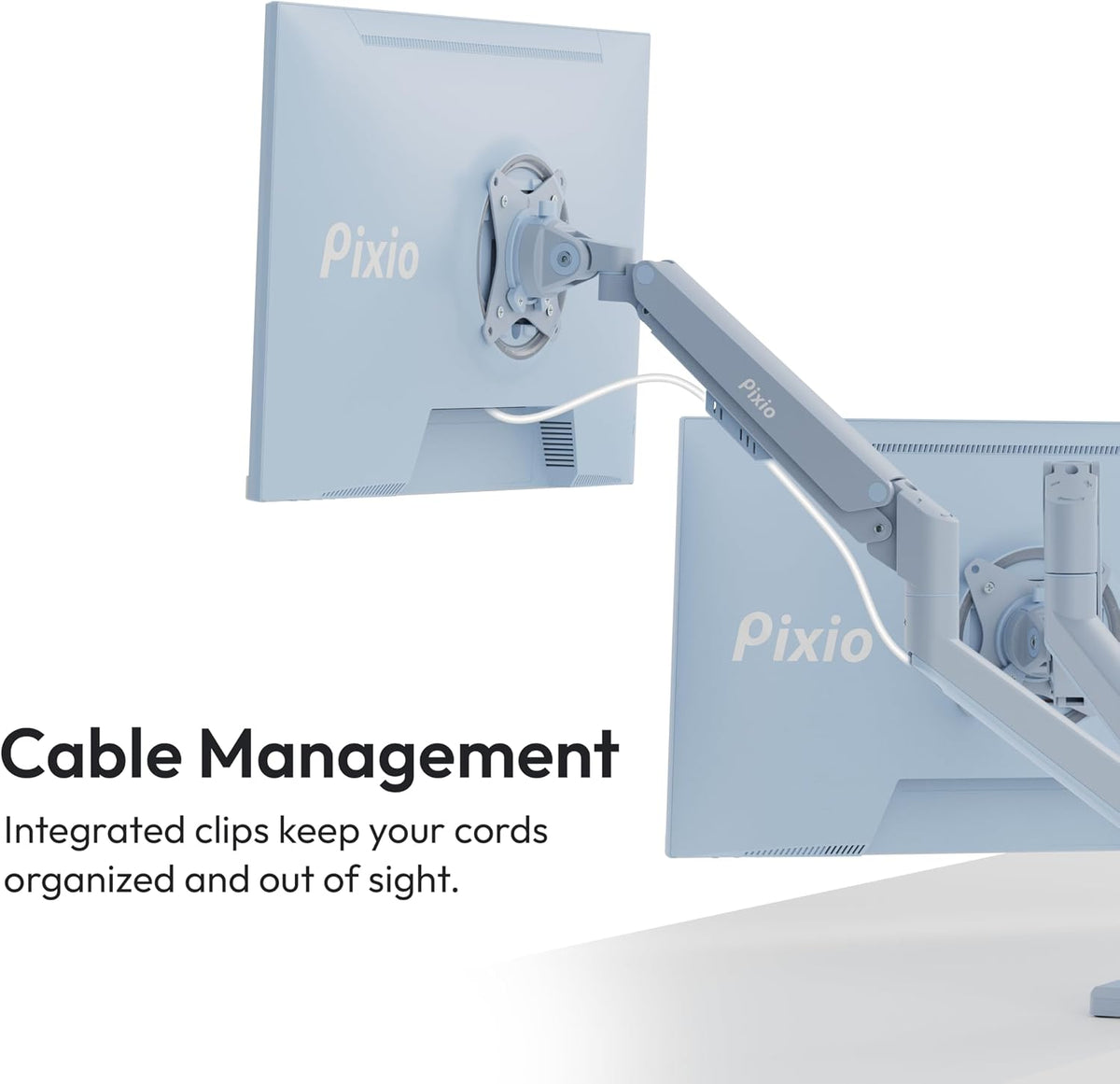 PS1D Wave Pink Dual Monitor Arm Stand Desk Mount - Fits up to 32 inches Monitors and up to 19.8lbs. VESA Compatibility and Integrated Cable Management