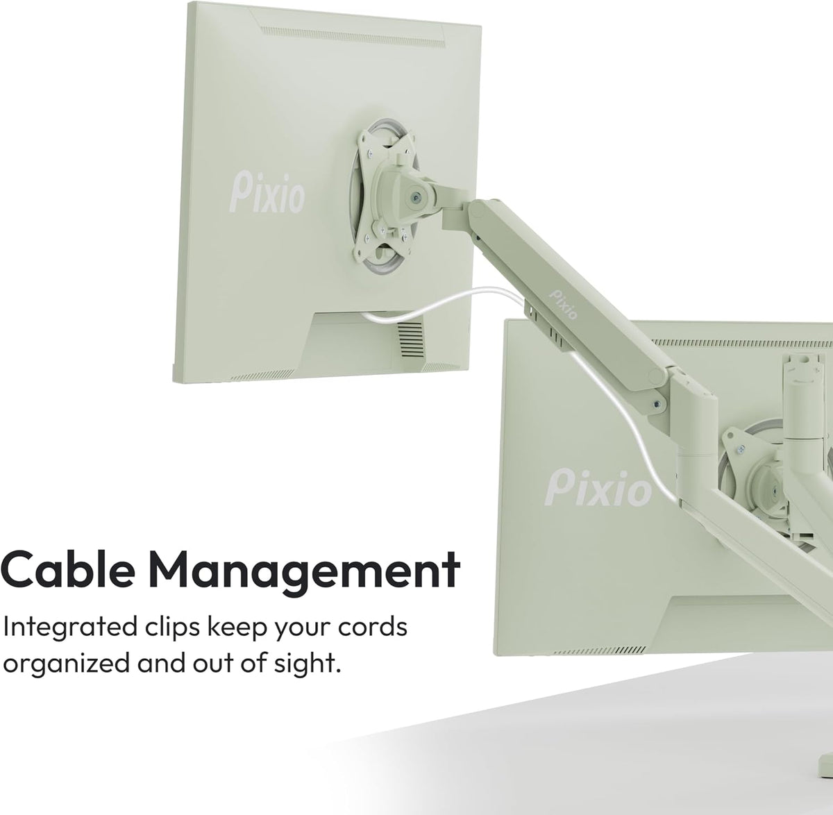 PS1D Wave Pink Dual Monitor Arm Stand Desk Mount - Fits up to 32 inches Monitors and up to 19.8lbs. VESA Compatibility and Integrated Cable Management