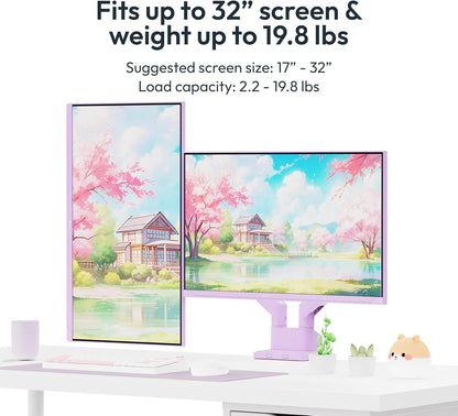 PS1D Wave Pink Dual Monitor Arm Stand Desk Mount - Fits up to 32 inches Monitors and up to 19.8lbs. VESA Compatibility and Integrated Cable Management