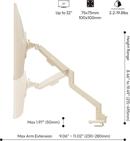 PS1D Wave Pink Dual Monitor Arm Stand Desk Mount - Fits up to 32 inches Monitors and up to 19.8lbs. VESA Compatibility and Integrated Cable Management