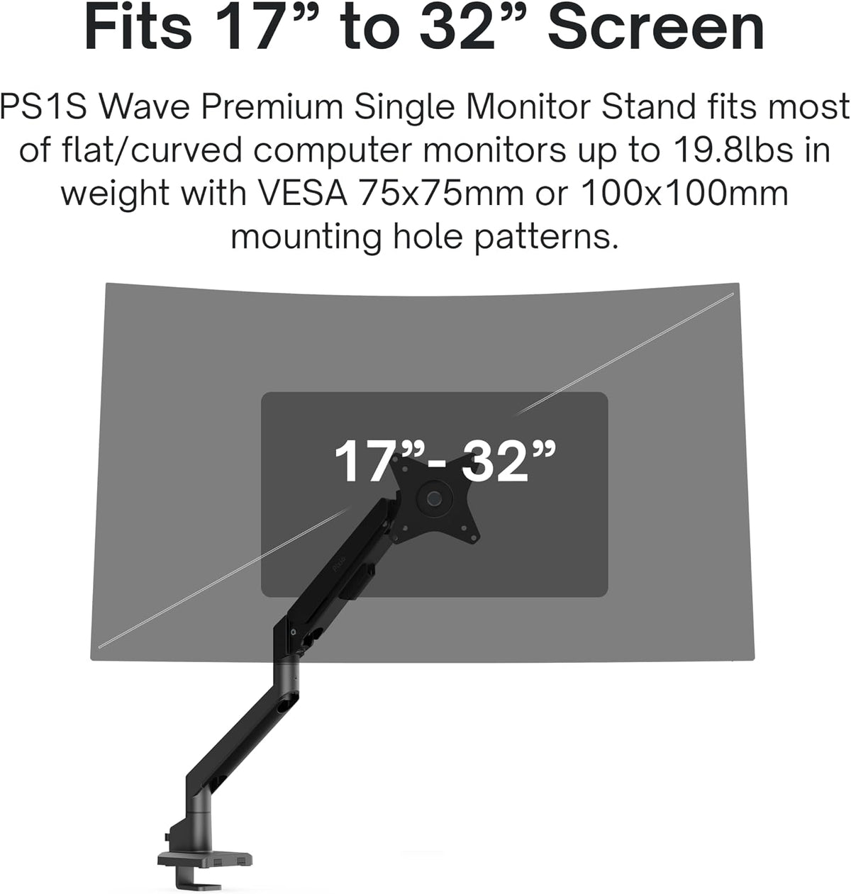 PS1D Wave Pink Dual Monitor Arm Stand Desk Mount - Fits up to 32 inches Monitors and up to 19.8lbs. VESA Compatibility and Integrated Cable Management