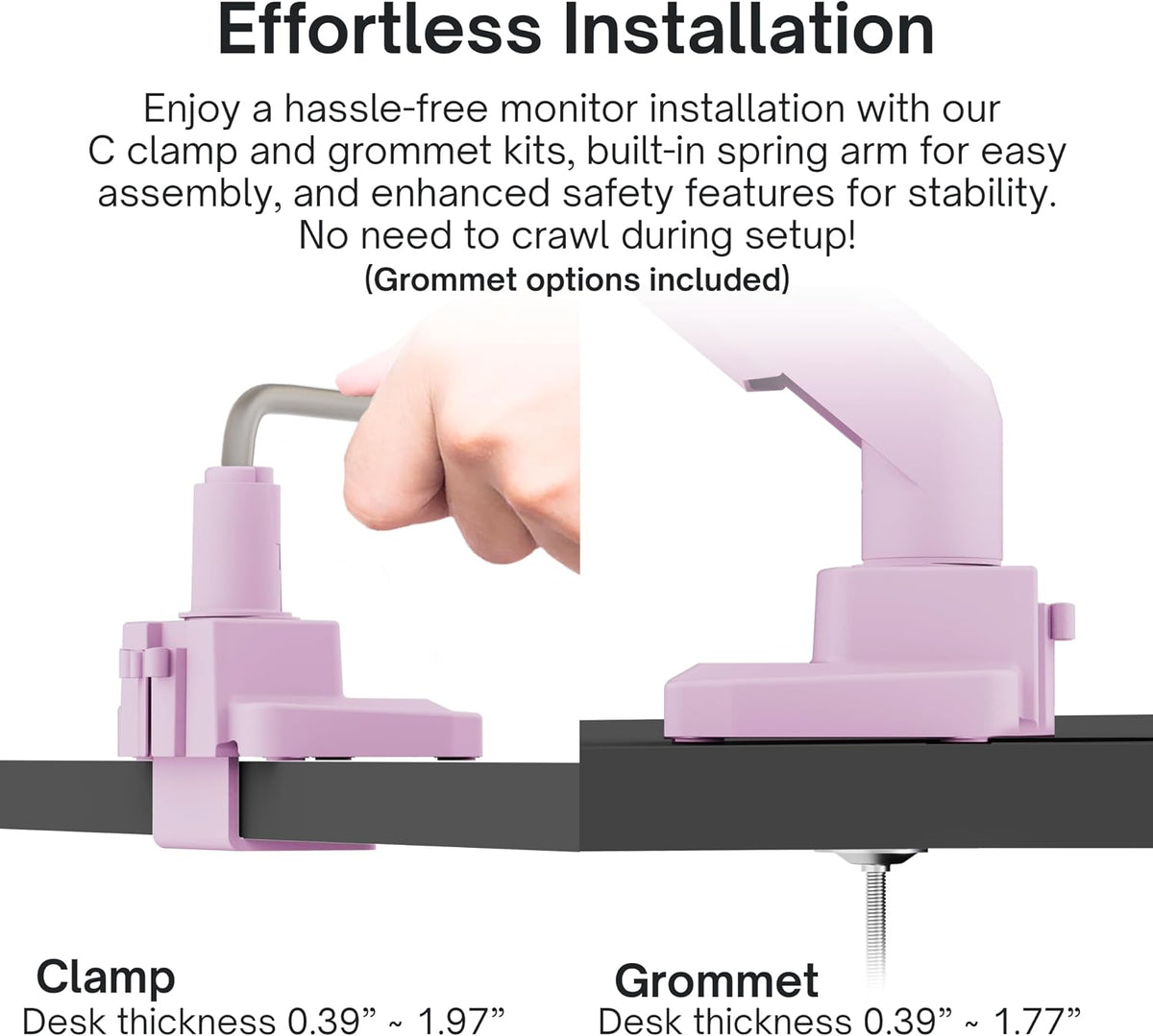 PS1D Wave Pink Dual Monitor Arm Stand Desk Mount - Fits up to 32 inches Monitors and up to 19.8lbs. VESA Compatibility and Integrated Cable Management