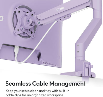 PS1D Wave Pink Dual Monitor Arm Stand Desk Mount - Fits up to 32 inches Monitors and up to 19.8lbs. VESA Compatibility and Integrated Cable Management