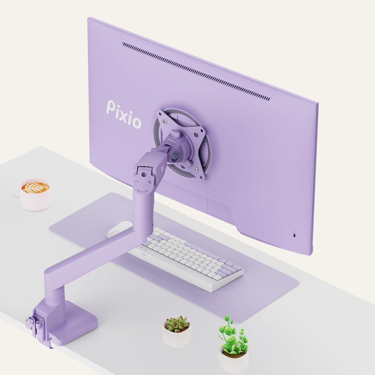 PS1D Wave Pink Dual Monitor Arm Stand Desk Mount - Fits up to 32 inches Monitors and up to 19.8lbs. VESA Compatibility and Integrated Cable Management