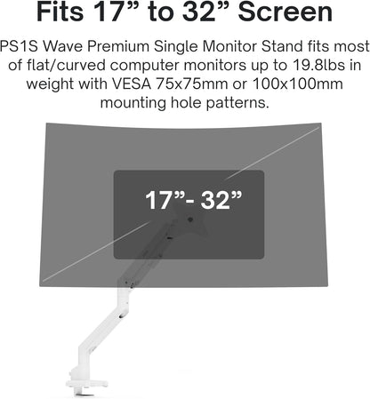 PS1D Wave Pink Dual Monitor Arm Stand Desk Mount - Fits up to 32 inches Monitors and up to 19.8lbs. VESA Compatibility and Integrated Cable Management