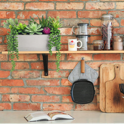 2 Pack Fake Succulents Plants in Wood Pots for Farmhouse Decor
