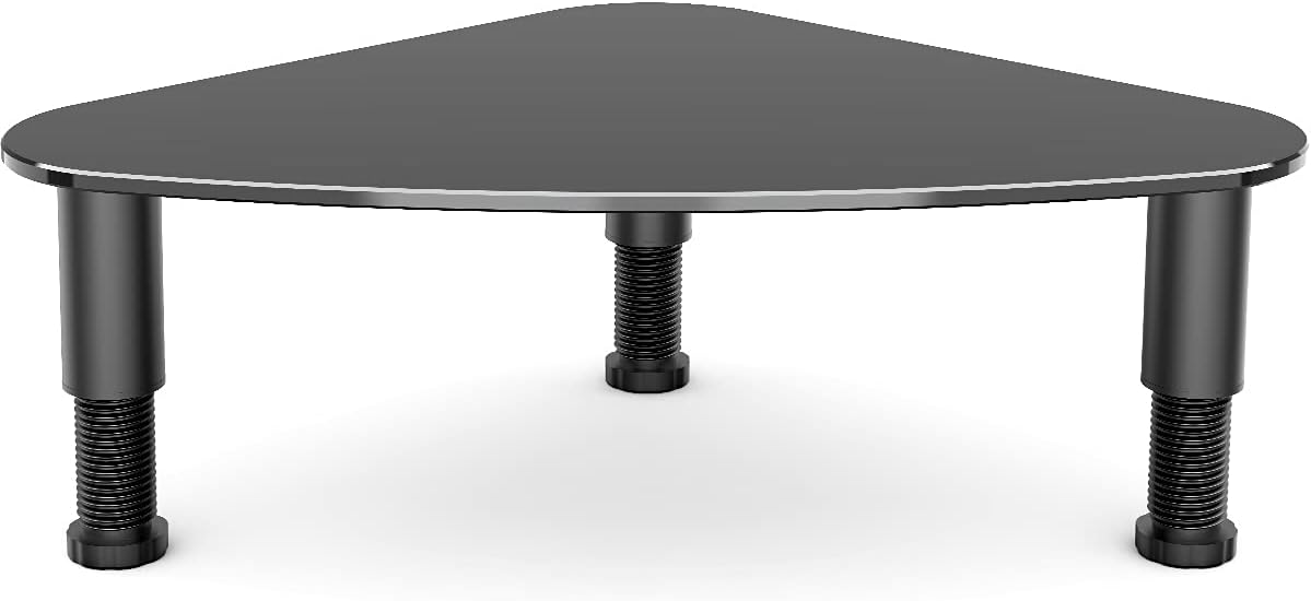 Tempered Glass Computer Monitor Riser/Triangle Save Space Desktop Corner Stand for Computer Monitor & Laptop Black HD01B-003