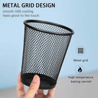 Pen Holder for Desk Mesh Pen Cups Metal Pencil Holder 12 Packs Desk Organizers and Storage