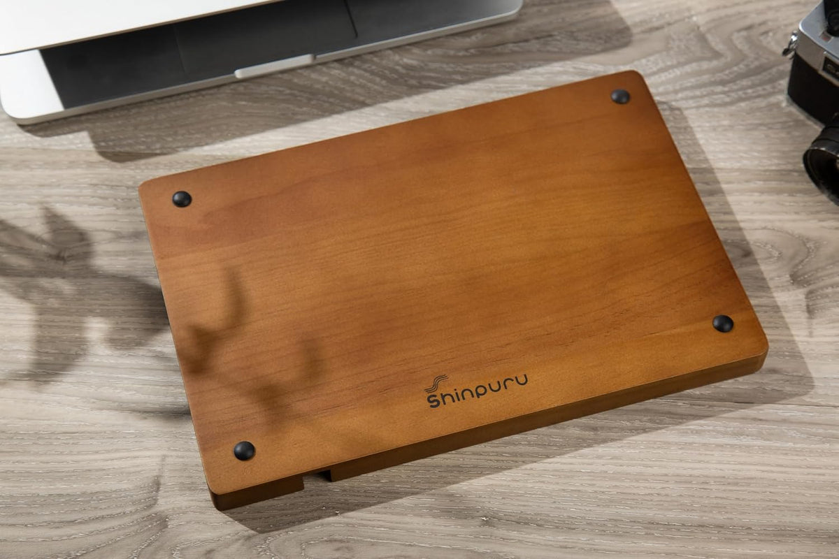 Shinpuru Wooden Valet Tray for Men, Nightstand Organizer with Leather Inlay, EDC Essentials Catchall Tray for Keys, Phone, Wallet, Watch, Earbuds - Bedside Desk Entryway Tray (Wood)
