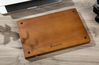 Shinpuru Wooden Valet Tray for Men, Nightstand Organizer with Leather Inlay, EDC Essentials Catchall Tray for Keys, Phone, Wallet, Watch, Earbuds - Bedside Desk Entryway Tray (Wood)