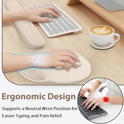 Mouse Pad and Keyboard Wrist Rest, 3-in-1 Gel Memory Foam Ergonomic Mouse Pad with Wrist Rest Set,Gaming Mousepad Arm Cushion Support for Computer Office Desk Accessories Cute Setup,Sage Green