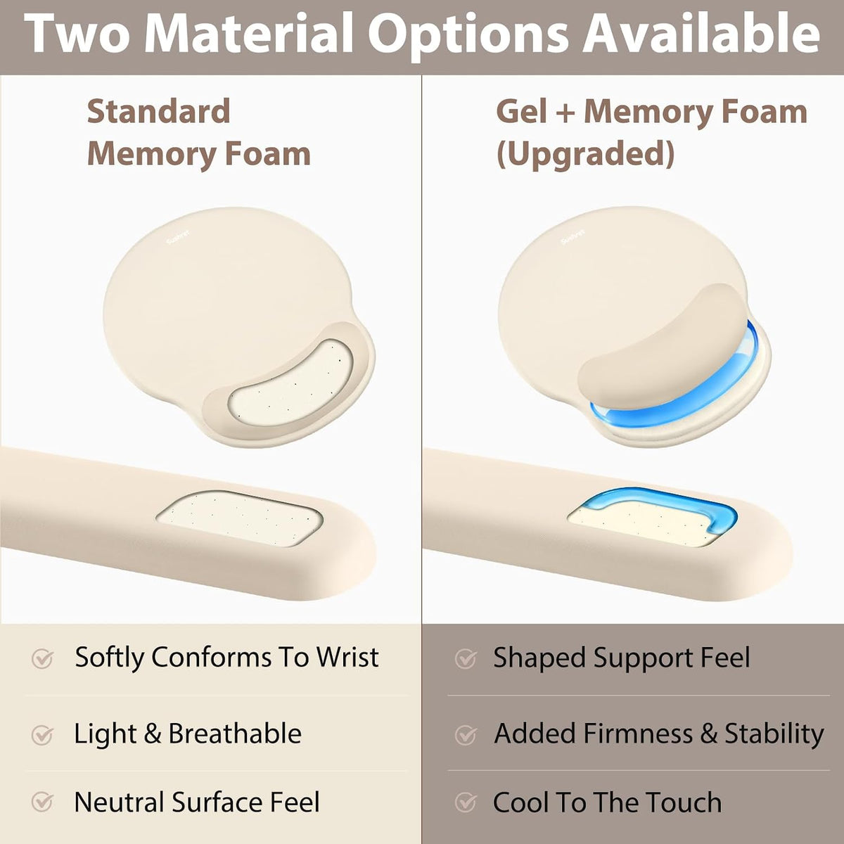 Mouse Pad and Keyboard Wrist Rest, 3-in-1 Gel Memory Foam Ergonomic Mouse Pad with Wrist Rest Set,Gaming Mousepad Arm Cushion Support for Computer Office Desk Accessories Cute Setup,Sage Green