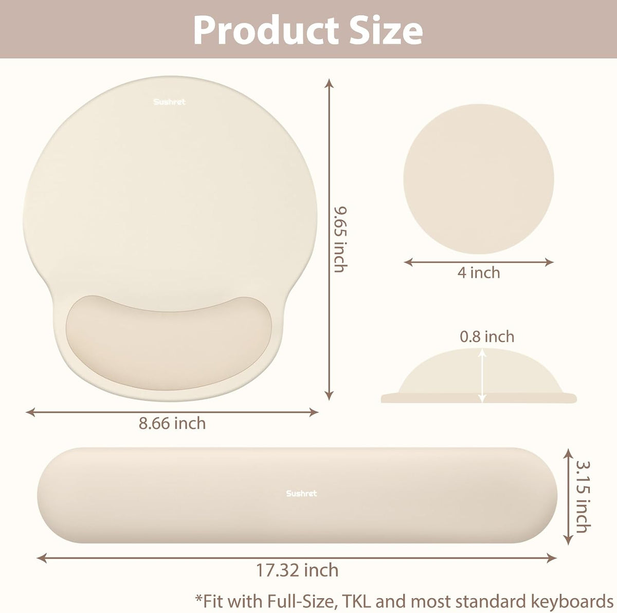 Mouse Pad and Keyboard Wrist Rest, 3-in-1 Gel Memory Foam Ergonomic Mouse Pad with Wrist Rest Set,Gaming Mousepad Arm Cushion Support for Computer Office Desk Accessories Cute Setup,Sage Green