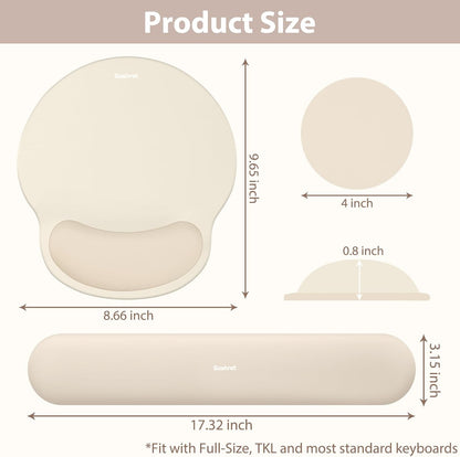 Mouse Pad and Keyboard Wrist Rest, 3-in-1 Gel Memory Foam Ergonomic Mouse Pad with Wrist Rest Set,Gaming Mousepad Arm Cushion Support for Computer Office Desk Accessories Cute Setup,Sage Green