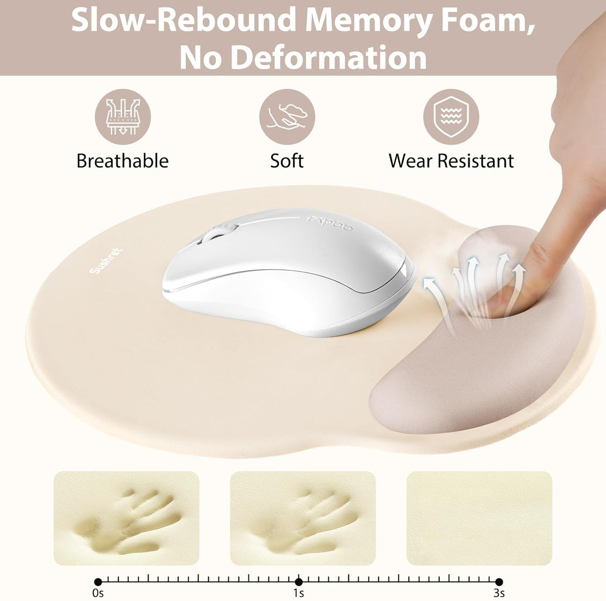 Mouse Pad and Keyboard Wrist Rest, 3-in-1 Gel Memory Foam Ergonomic Mouse Pad with Wrist Rest Set,Gaming Mousepad Arm Cushion Support for Computer Office Desk Accessories Cute Setup,Sage Green
