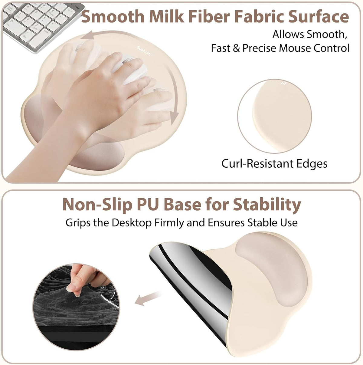 Mouse Pad and Keyboard Wrist Rest, 3-in-1 Gel Memory Foam Ergonomic Mouse Pad with Wrist Rest Set,Gaming Mousepad Arm Cushion Support for Computer Office Desk Accessories Cute Setup,Sage Green