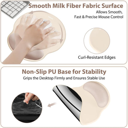 Mouse Pad and Keyboard Wrist Rest, 3-in-1 Gel Memory Foam Ergonomic Mouse Pad with Wrist Rest Set,Gaming Mousepad Arm Cushion Support for Computer Office Desk Accessories Cute Setup,Sage Green