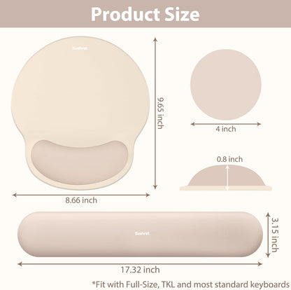 Mouse Pad and Keyboard Wrist Rest, 3-in-1 Gel Memory Foam Ergonomic Mouse Pad with Wrist Rest Set,Gaming Mousepad Arm Cushion Support for Computer Office Desk Accessories Cute Setup,Sage Green