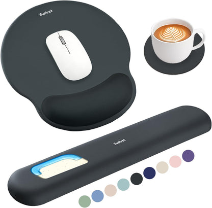 Mouse Pad and Keyboard Wrist Rest, 3-in-1 Gel Memory Foam Ergonomic Mouse Pad with Wrist Rest Set,Gaming Mousepad Arm Cushion Support for Computer Office Desk Accessories Cute Setup,Sage Green