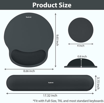 Mouse Pad and Keyboard Wrist Rest, 3-in-1 Gel Memory Foam Ergonomic Mouse Pad with Wrist Rest Set,Gaming Mousepad Arm Cushion Support for Computer Office Desk Accessories Cute Setup,Sage Green
