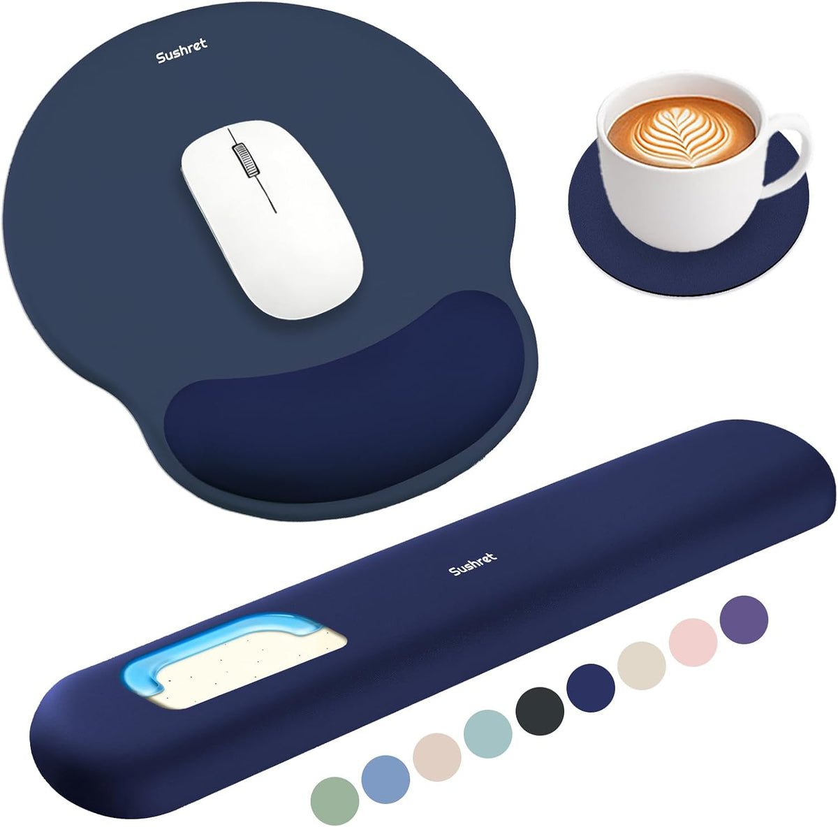 Mouse Pad and Keyboard Wrist Rest, 3-in-1 Gel Memory Foam Ergonomic Mouse Pad with Wrist Rest Set,Gaming Mousepad Arm Cushion Support for Computer Office Desk Accessories Cute Setup,Sage Green