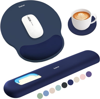 Mouse Pad and Keyboard Wrist Rest, 3-in-1 Gel Memory Foam Ergonomic Mouse Pad with Wrist Rest Set,Gaming Mousepad Arm Cushion Support for Computer Office Desk Accessories Cute Setup,Sage Green