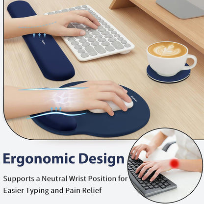 Mouse Pad and Keyboard Wrist Rest, 3-in-1 Gel Memory Foam Ergonomic Mouse Pad with Wrist Rest Set,Gaming Mousepad Arm Cushion Support for Computer Office Desk Accessories Cute Setup,Sage Green