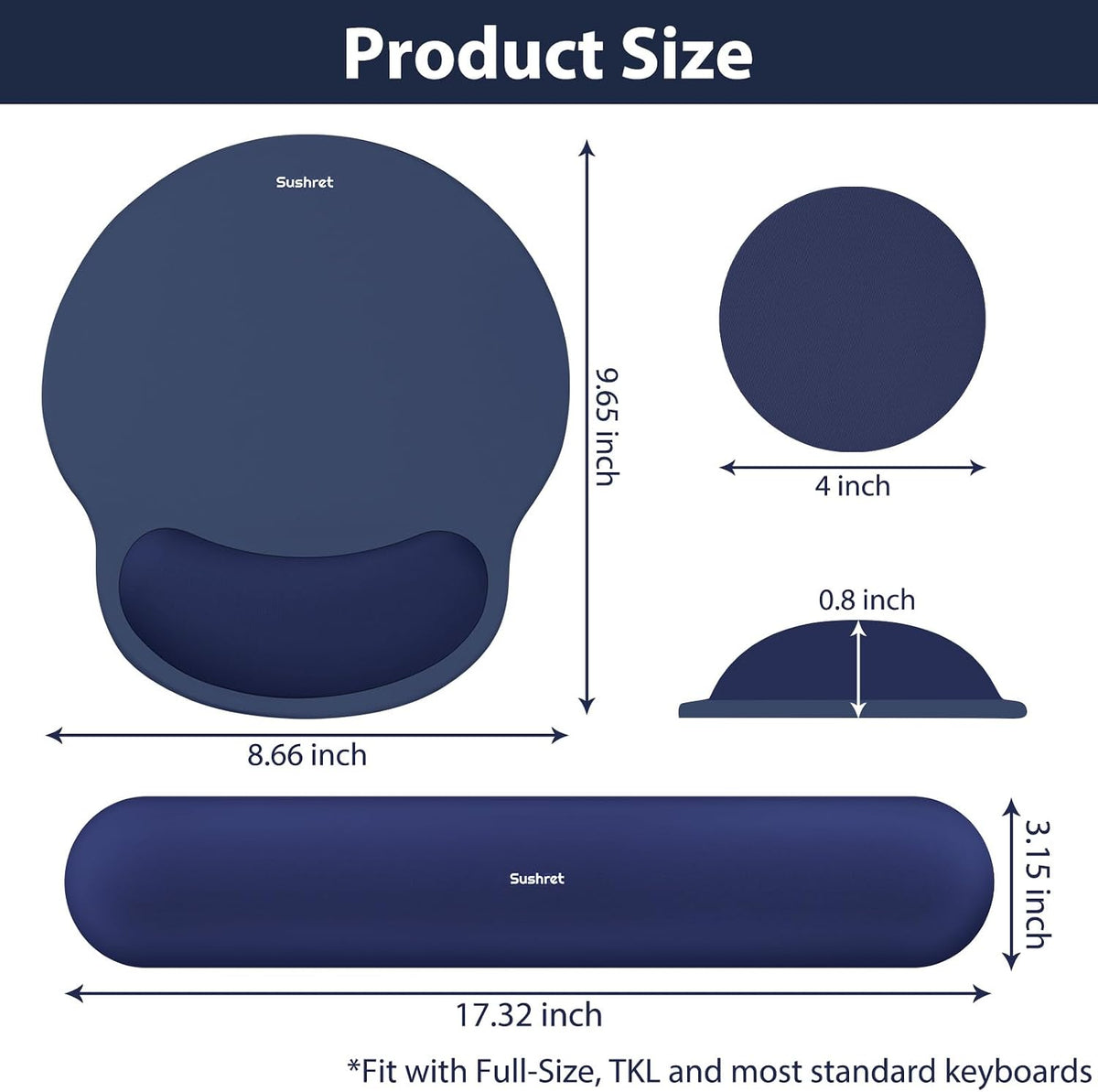 Mouse Pad and Keyboard Wrist Rest, 3-in-1 Gel Memory Foam Ergonomic Mouse Pad with Wrist Rest Set,Gaming Mousepad Arm Cushion Support for Computer Office Desk Accessories Cute Setup,Sage Green
