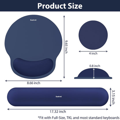 Mouse Pad and Keyboard Wrist Rest, 3-in-1 Gel Memory Foam Ergonomic Mouse Pad with Wrist Rest Set,Gaming Mousepad Arm Cushion Support for Computer Office Desk Accessories Cute Setup,Sage Green