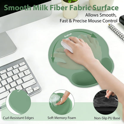 Mouse Pad and Keyboard Wrist Rest, 3-in-1 Gel Memory Foam Ergonomic Mouse Pad with Wrist Rest Set,Gaming Mousepad Arm Cushion Support for Computer Office Desk Accessories Cute Setup,Sage Green
