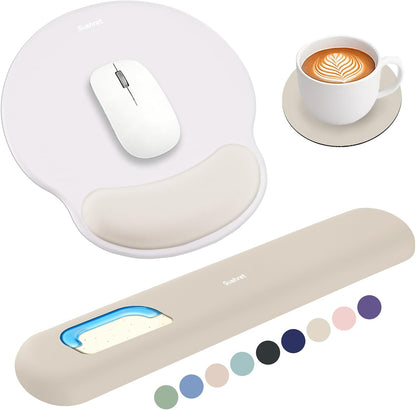 Mouse Pad and Keyboard Wrist Rest, 3-in-1 Gel Memory Foam Ergonomic Mouse Pad with Wrist Rest Set,Gaming Mousepad Arm Cushion Support for Computer Office Desk Accessories Cute Setup,Sage Green