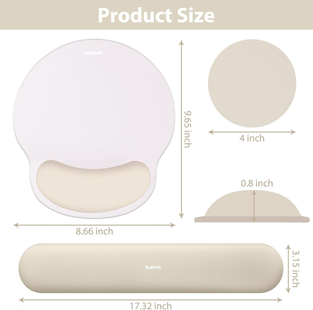 Mouse Pad and Keyboard Wrist Rest, 3-in-1 Gel Memory Foam Ergonomic Mouse Pad with Wrist Rest Set,Gaming Mousepad Arm Cushion Support for Computer Office Desk Accessories Cute Setup,Sage Green