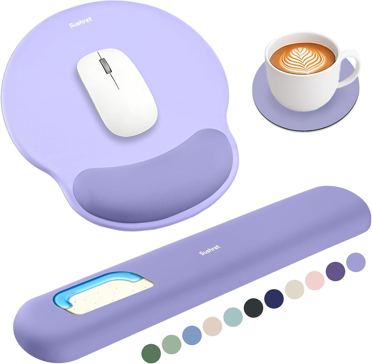 Mouse Pad and Keyboard Wrist Rest, 3-in-1 Gel Memory Foam Ergonomic Mouse Pad with Wrist Rest Set,Gaming Mousepad Arm Cushion Support for Computer Office Desk Accessories Cute Setup,Sage Green