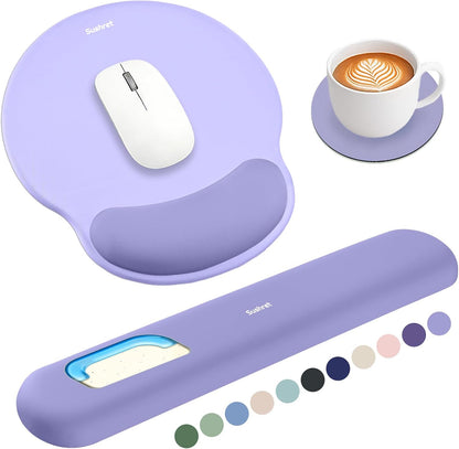 Mouse Pad and Keyboard Wrist Rest, 3-in-1 Gel Memory Foam Ergonomic Mouse Pad with Wrist Rest Set,Gaming Mousepad Arm Cushion Support for Computer Office Desk Accessories Cute Setup,Sage Green