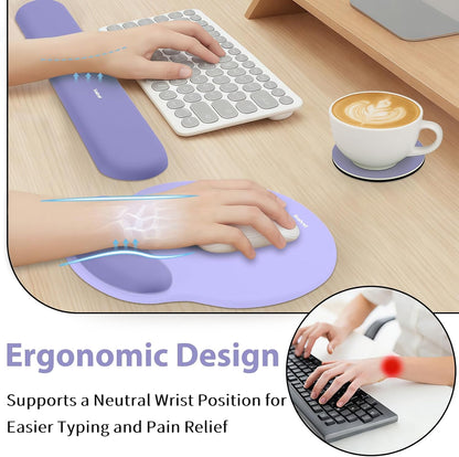 Mouse Pad and Keyboard Wrist Rest, 3-in-1 Gel Memory Foam Ergonomic Mouse Pad with Wrist Rest Set,Gaming Mousepad Arm Cushion Support for Computer Office Desk Accessories Cute Setup,Sage Green