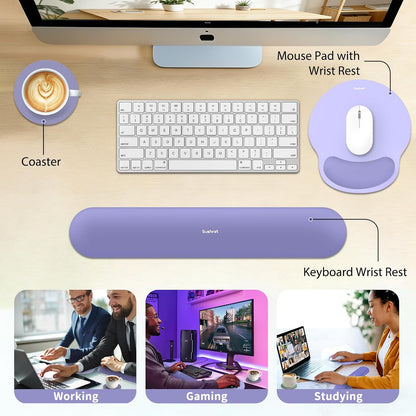 Mouse Pad and Keyboard Wrist Rest, 3-in-1 Gel Memory Foam Ergonomic Mouse Pad with Wrist Rest Set,Gaming Mousepad Arm Cushion Support for Computer Office Desk Accessories Cute Setup,Sage Green
