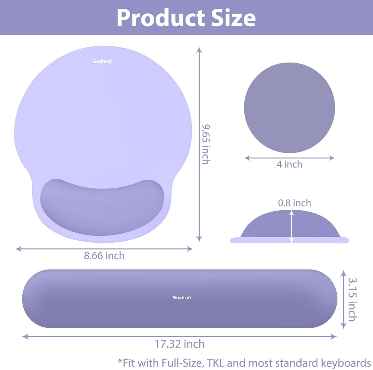Mouse Pad and Keyboard Wrist Rest, 3-in-1 Gel Memory Foam Ergonomic Mouse Pad with Wrist Rest Set,Gaming Mousepad Arm Cushion Support for Computer Office Desk Accessories Cute Setup,Sage Green