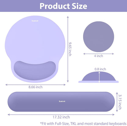 Mouse Pad and Keyboard Wrist Rest, 3-in-1 Gel Memory Foam Ergonomic Mouse Pad with Wrist Rest Set,Gaming Mousepad Arm Cushion Support for Computer Office Desk Accessories Cute Setup,Sage Green
