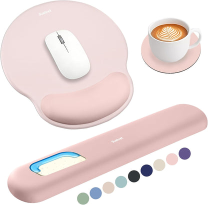 Mouse Pad and Keyboard Wrist Rest, 3-in-1 Gel Memory Foam Ergonomic Mouse Pad with Wrist Rest Set,Gaming Mousepad Arm Cushion Support for Computer Office Desk Accessories Cute Setup,Sage Green